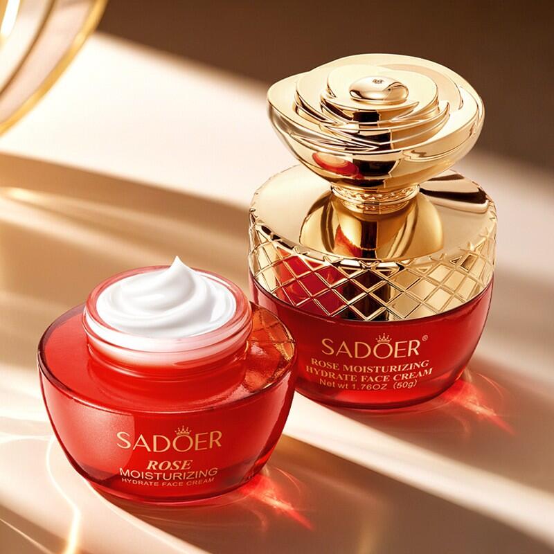 Crema Facial Hidratante de Rosa 50g SADOER – Hidratación Profunda, Suavidad y Luminosidad Natural para tu Piel